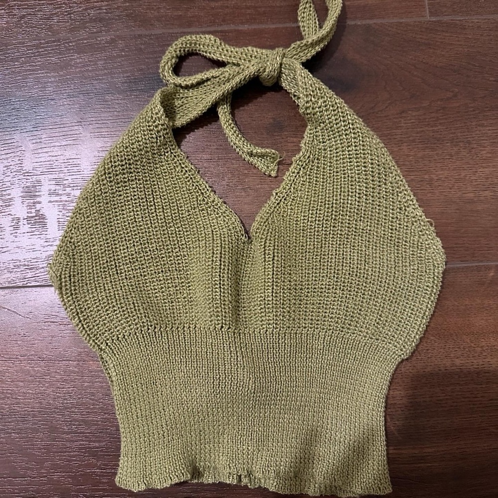 Green Knit Halter Top